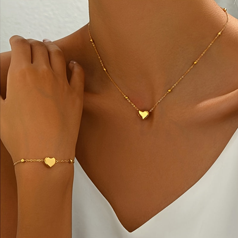 💖 Valén | Heart Necklace & Bracelet Set (2 pcs) 💖