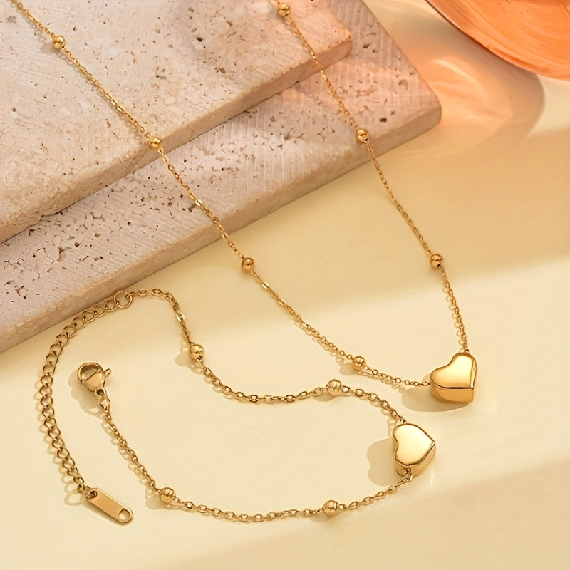 💖 Valén | Heart Necklace & Bracelet Set (2 pcs) 💖
