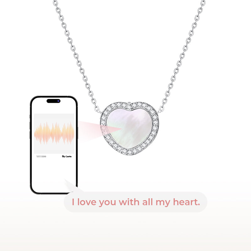 Totwoo Memory NFC Necklace(18K White Gold Plated Silver & Mother of Pearl)