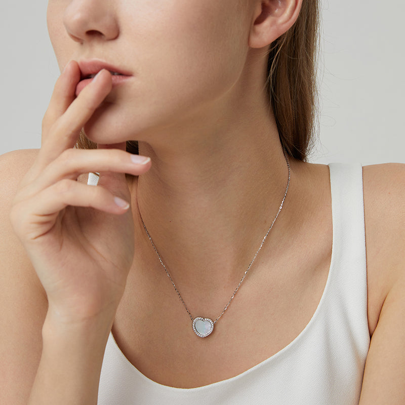 Totwoo Memory NFC Necklace(18K White Gold Plated Silver & Mother of Pearl)
