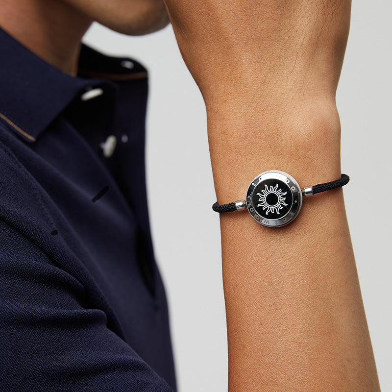 Sun & Moon Touch Bracelets with Milan Rope(Black+Black)