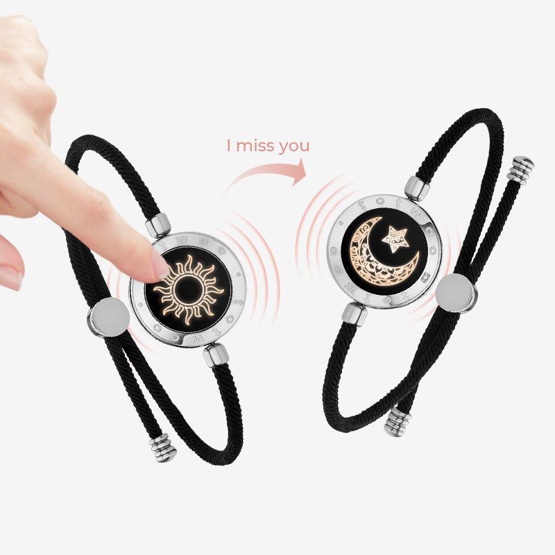 Sun & Moon Touch Bracelets with Milan Rope(Black+Black)