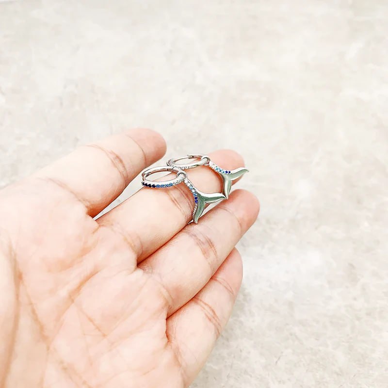 Blue Tail Hoop Earrings