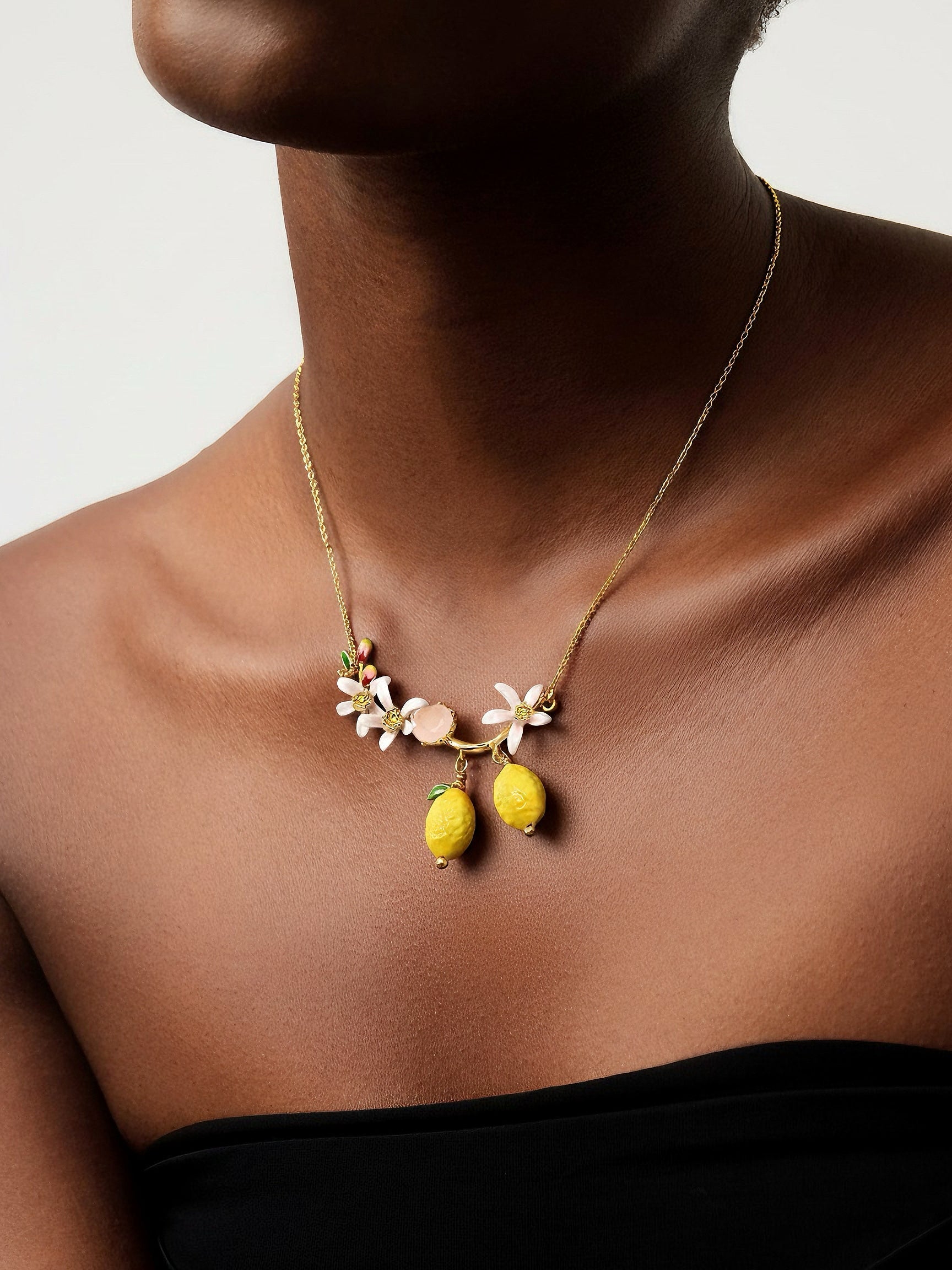 VALÉN — Floral & Lemon Charm Pendant Necklace