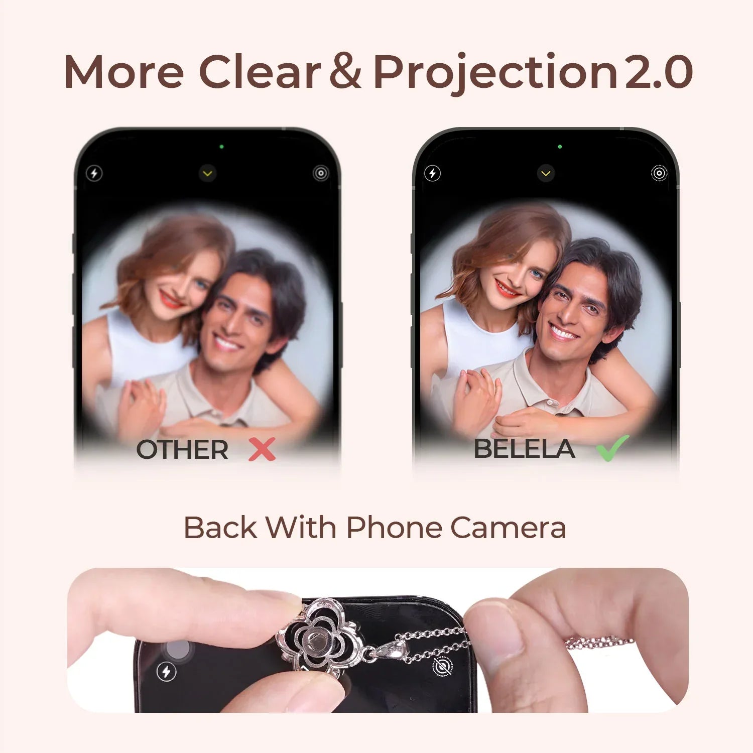 Personalized 925 Silver Flora Projection Photo Necklace