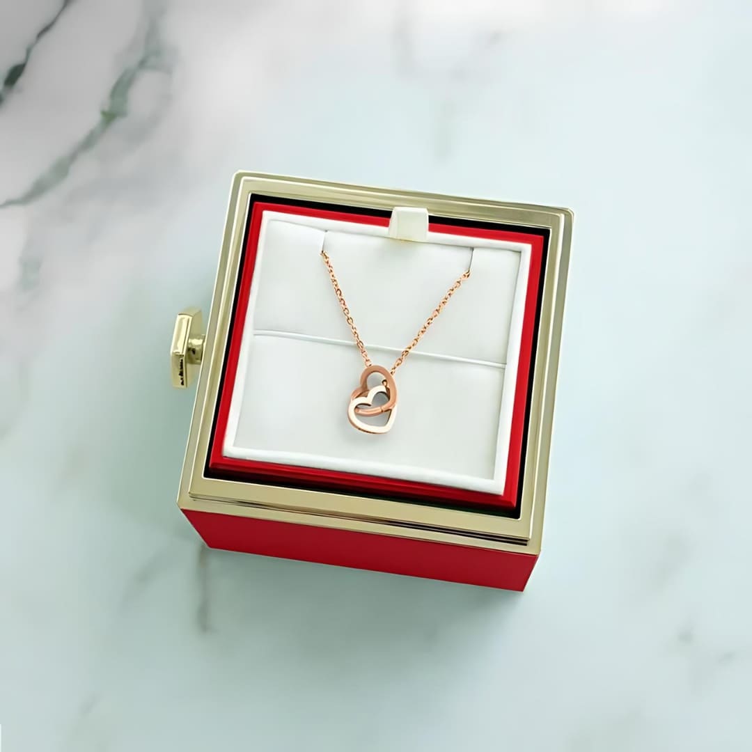 Eternal Rose & Personalized Heart Necklace