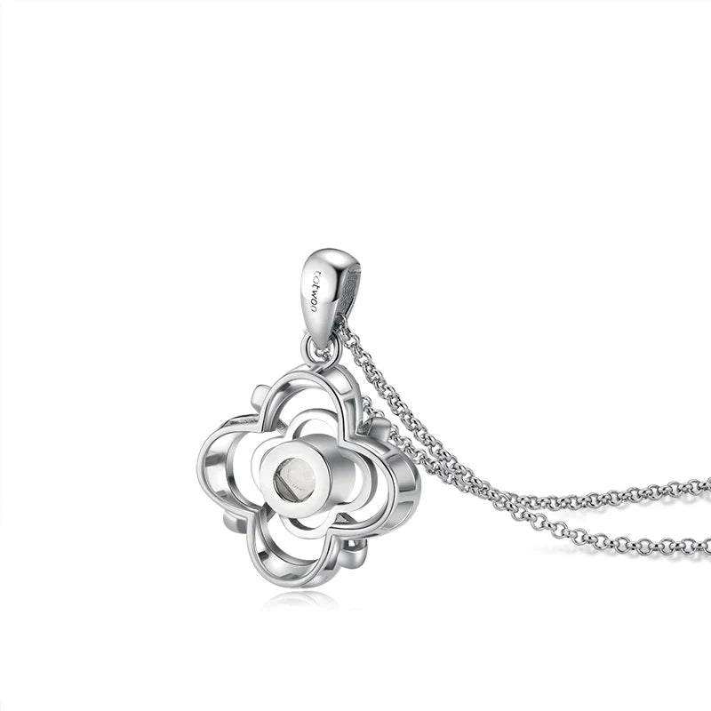 Personalized 925 Silver Flora Projection Photo Necklace