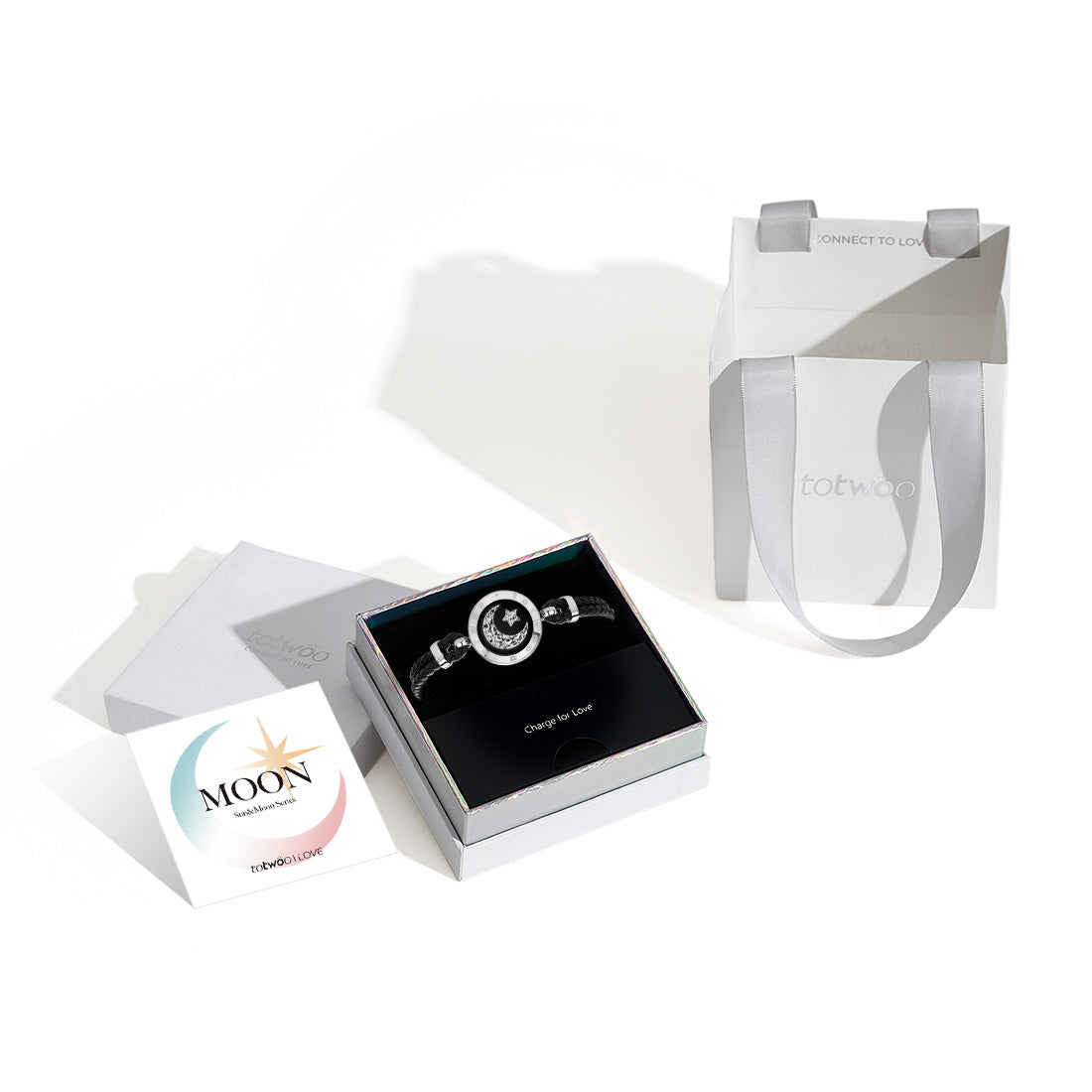 Moon Touch Bracelet with Leather Braided Cord