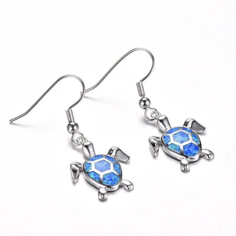 Opal Turtle Earrings
