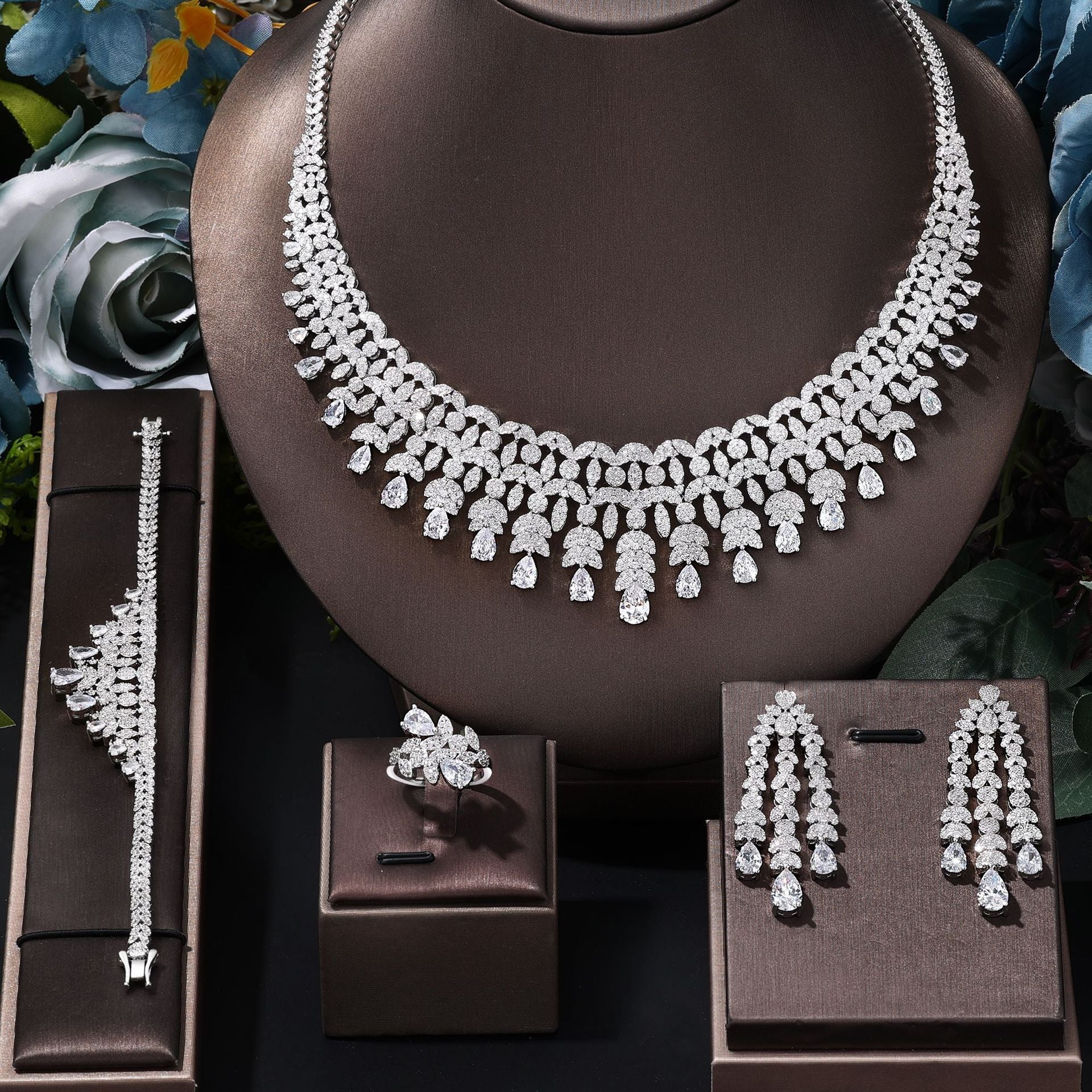 Fashionable and Dazzling Full Diamond Jewelry Set