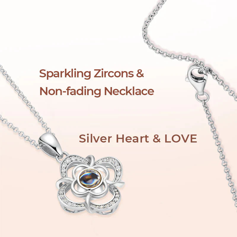 Personalized 925 Silver Flora Projection Photo Necklace