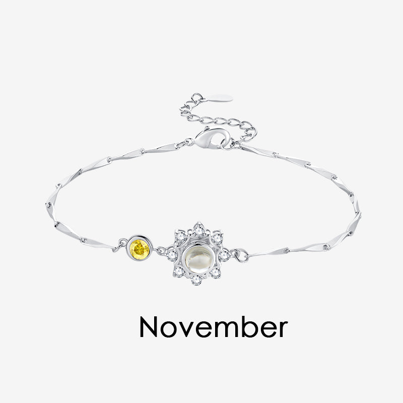 Personalized 925 Silver Birthstone Photo Bracelet