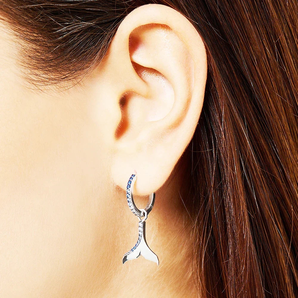 Blue Tail Hoop Earrings
