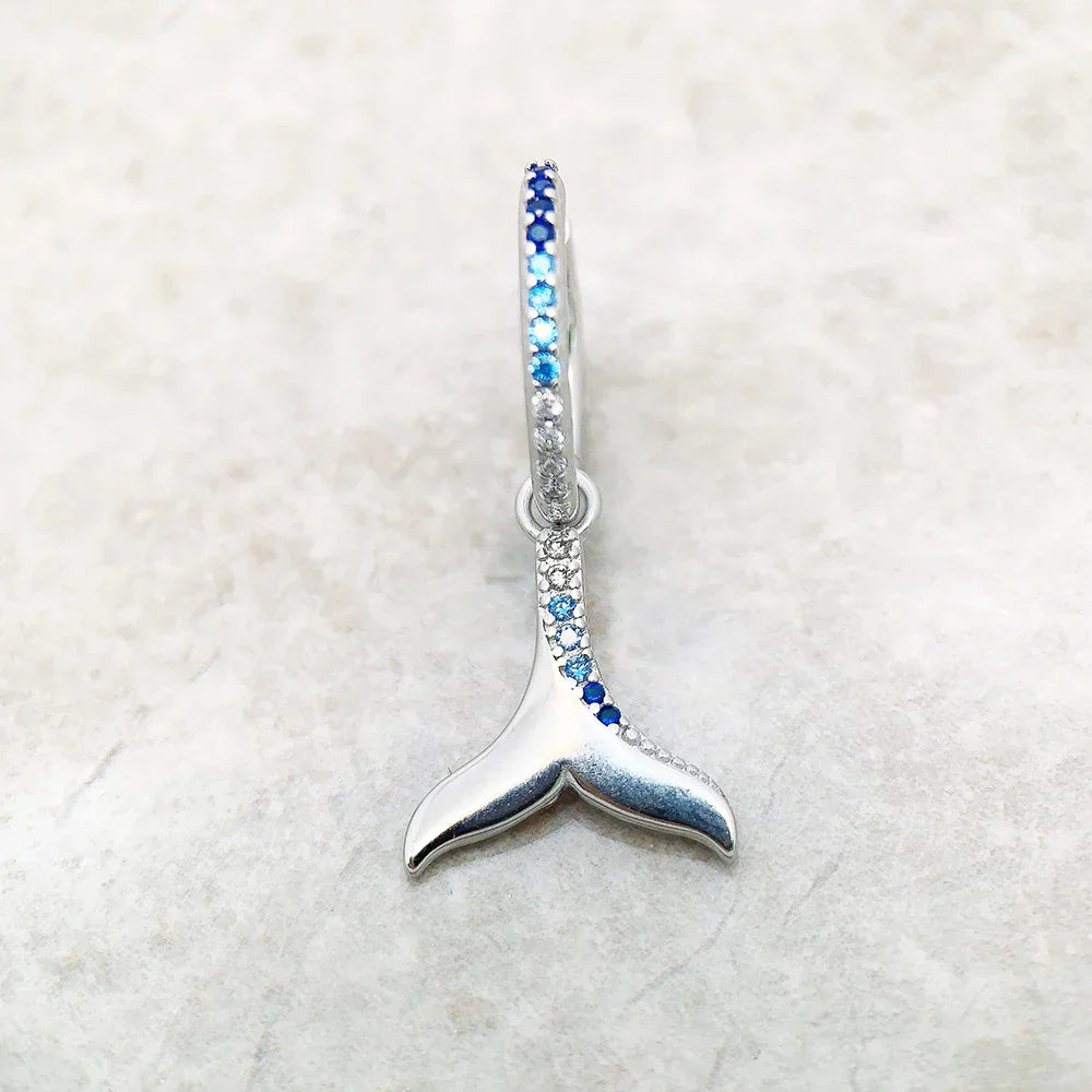 Blue Tail Hoop Earrings