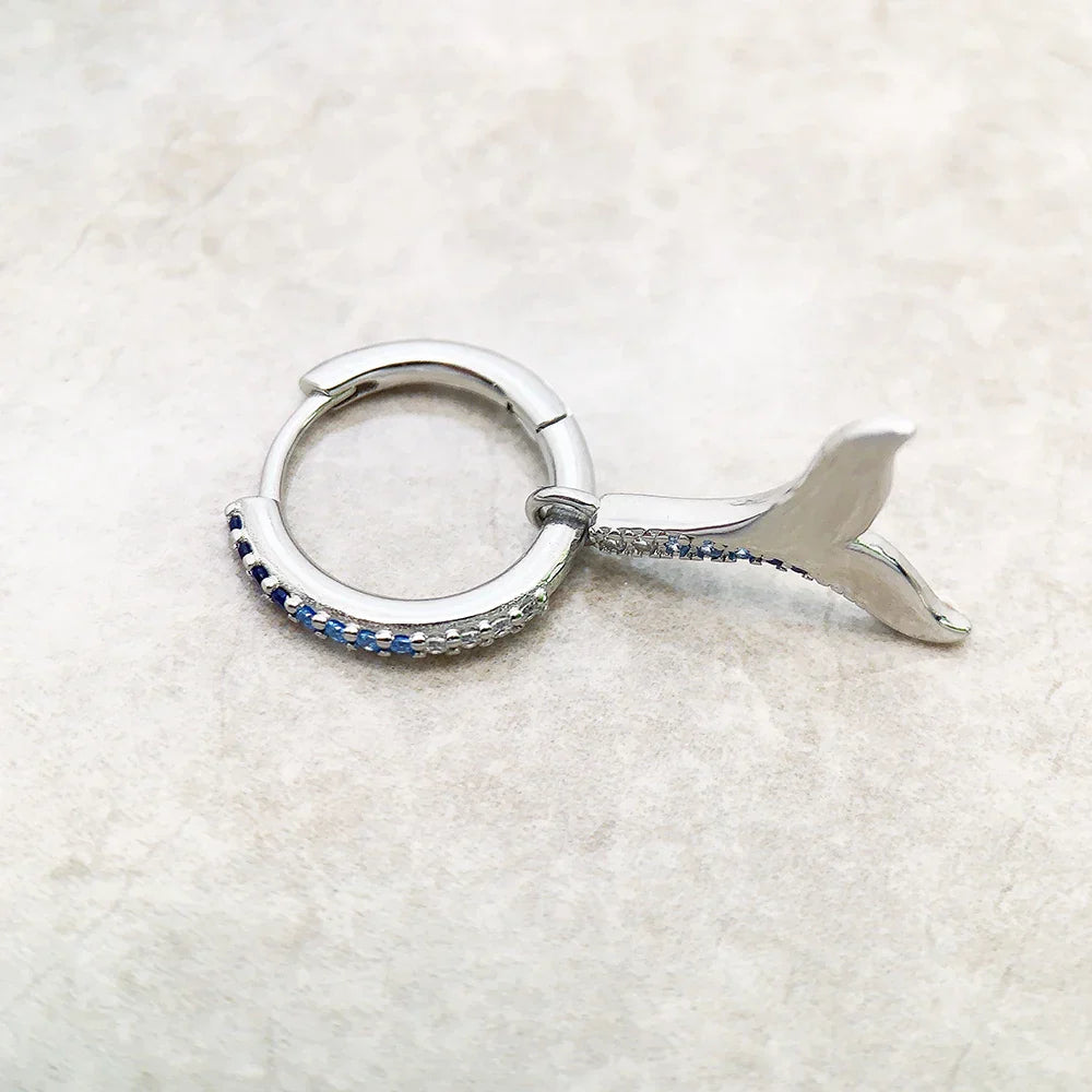 Blue Tail Hoop Earrings