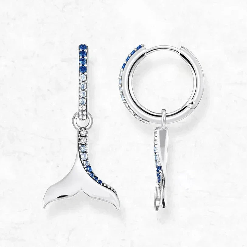 Blue Tail Hoop Earrings