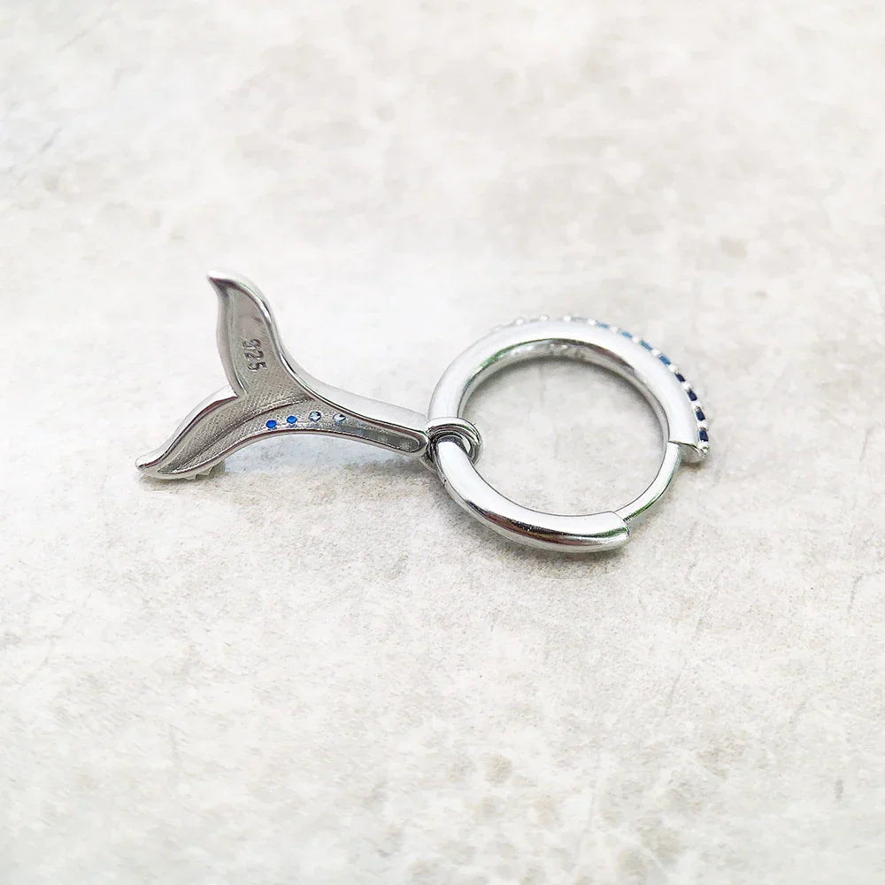 Blue Tail Hoop Earrings