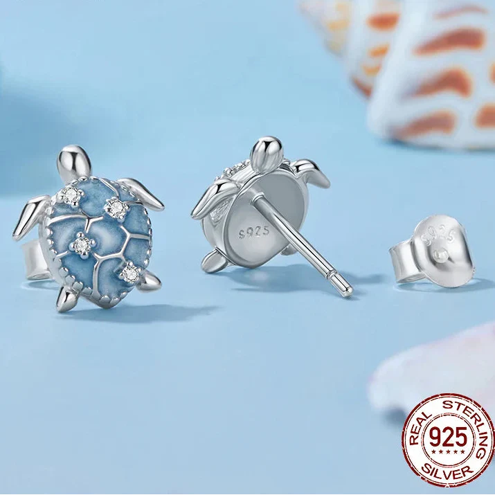 Aqua Turtle Earrings