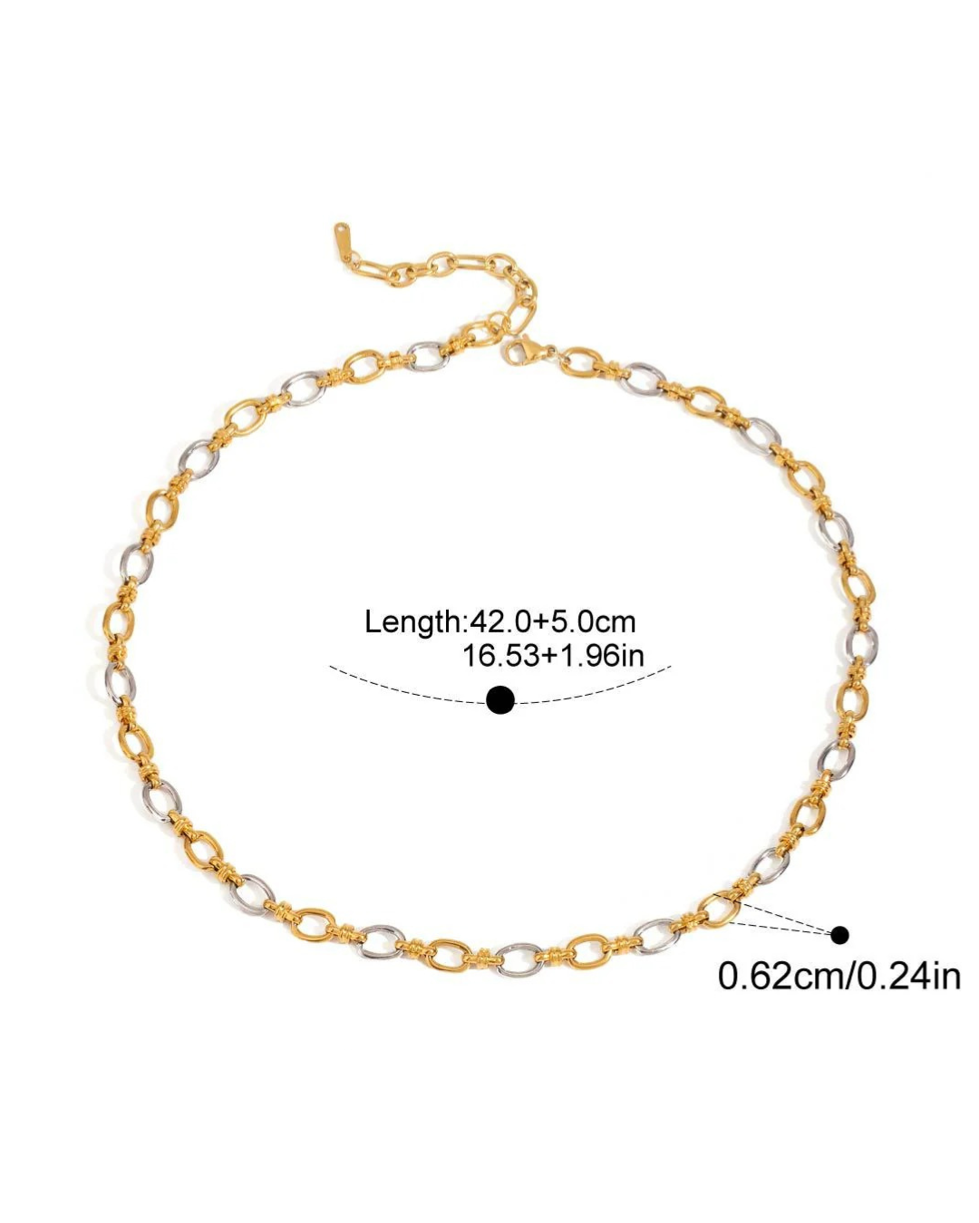 Addison Chain Pulseira e Colar Bicolor em Aço Inoxidável Serenyah