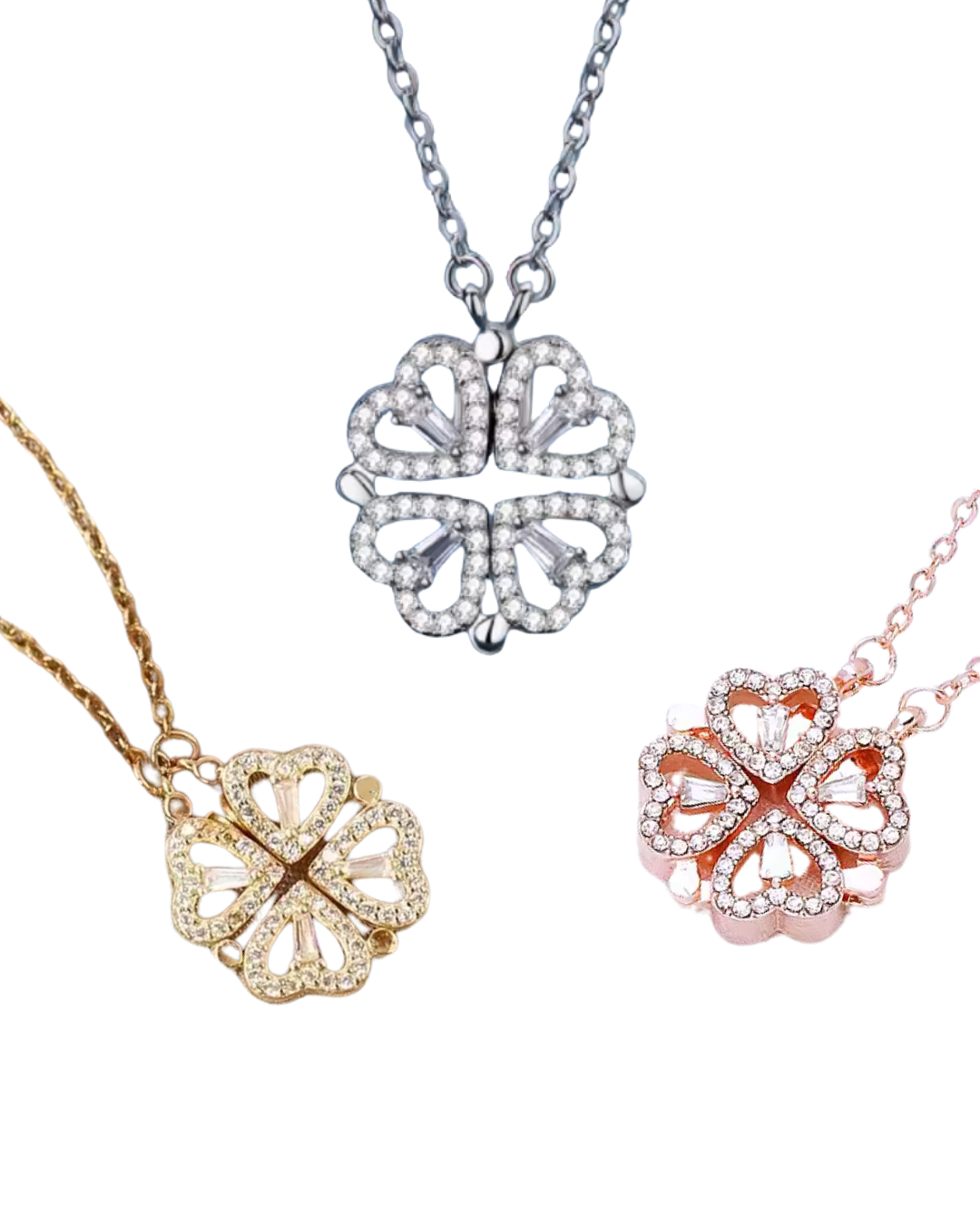 Celeste Clover Colar Trevo de Corações Dourado ou Prateado Serenyah