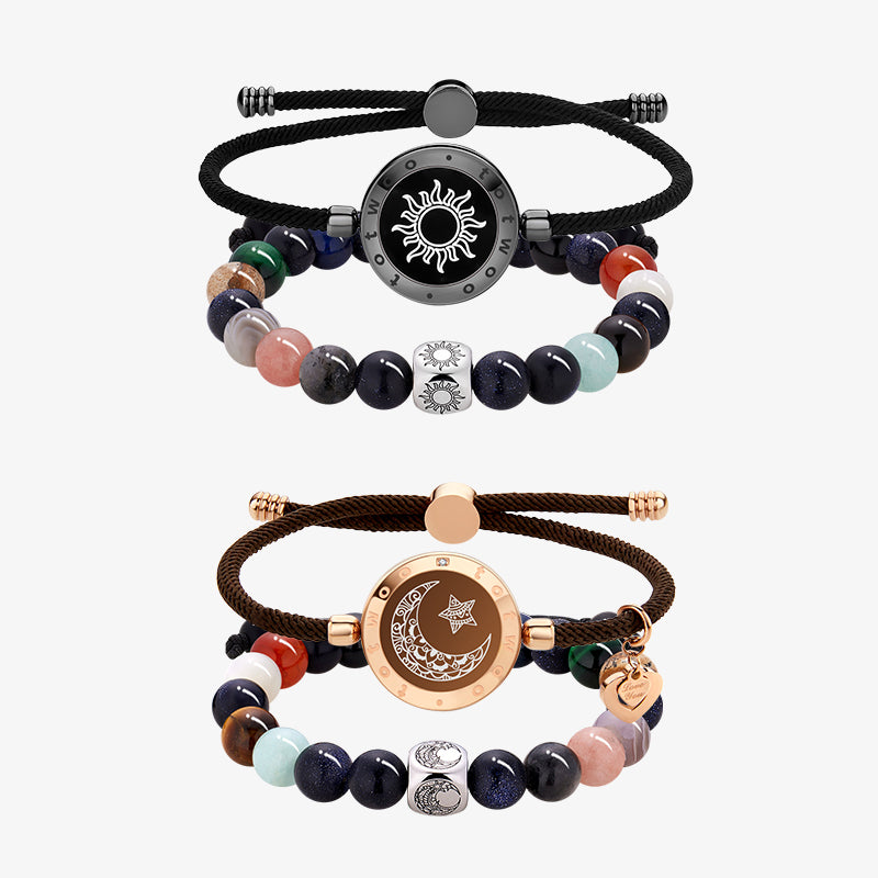 Sun & Moon Touch Milan Rope with Natural Beads Bracelets Set