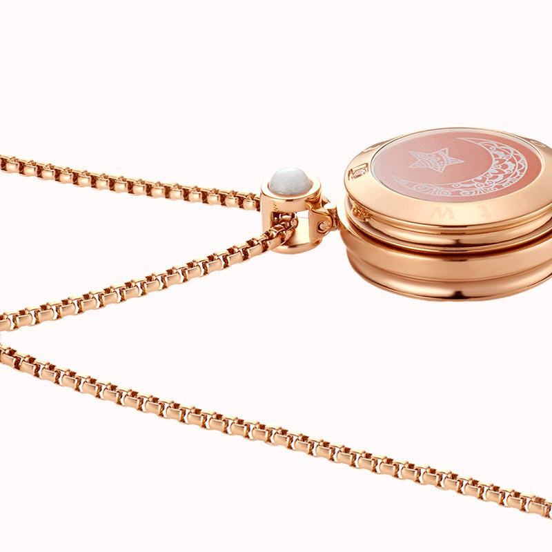 Sun & Moon Touch Necklaces with Agate (Black + Rose Gold)