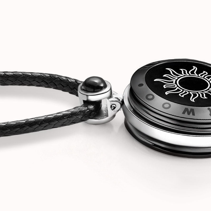 Sun & Moon Touch Necklaces with Agate (Black + Rose Gold)