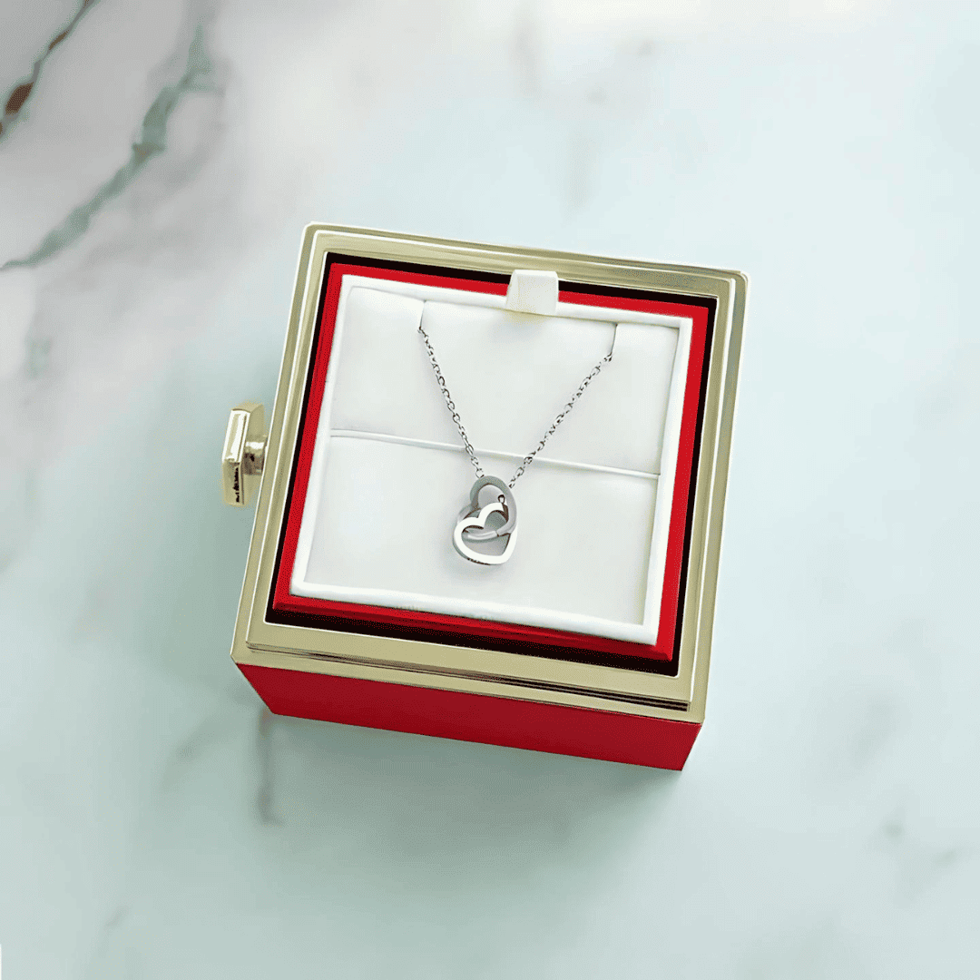 Eternal Rose & Personalized Heart Necklace