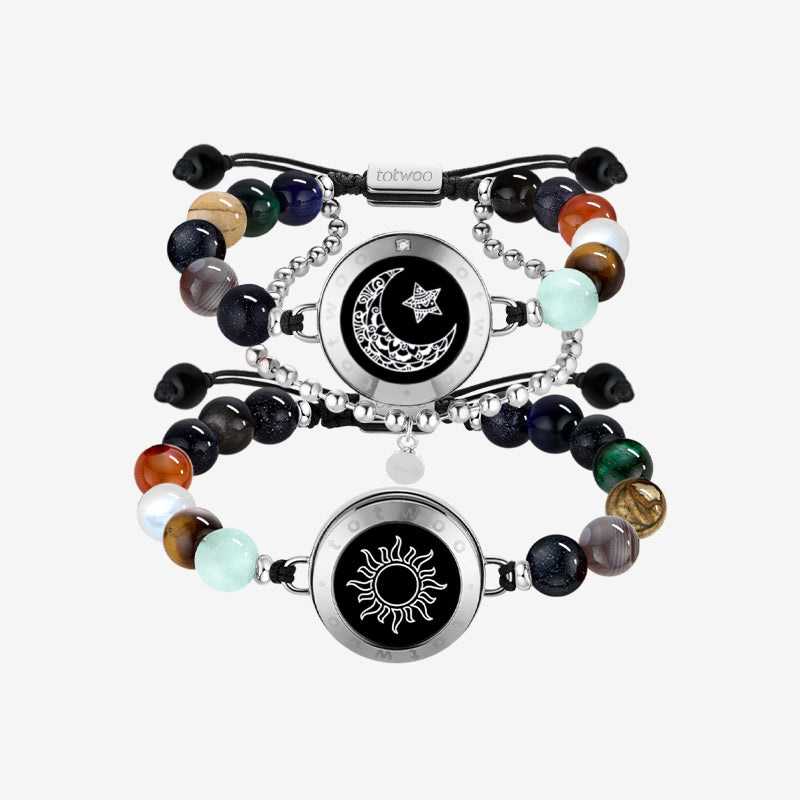 Sun&Moon Touch Bracelets with Solar System Guardian Beads