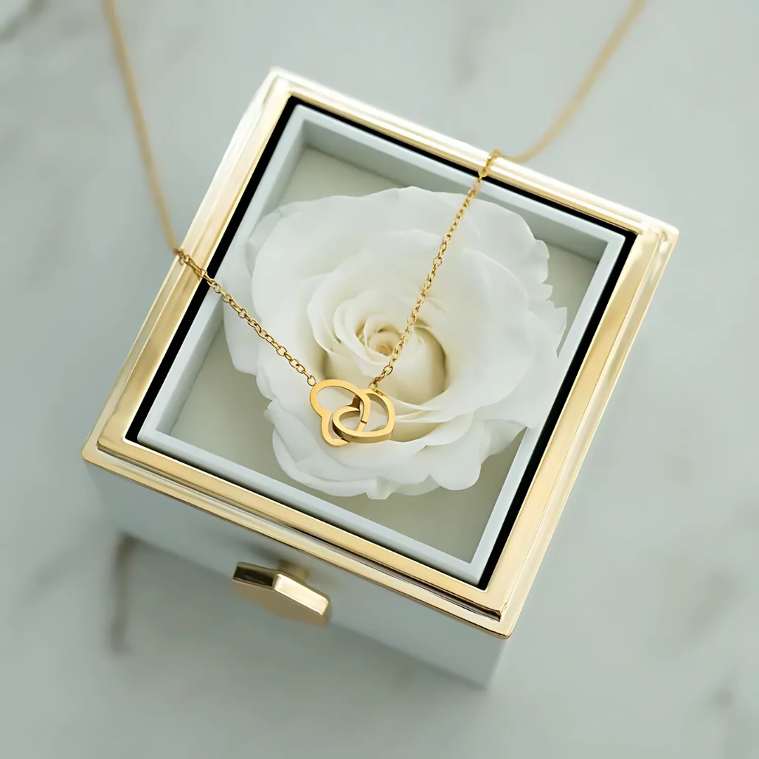 Eternal Rose & Personalized Heart Necklace