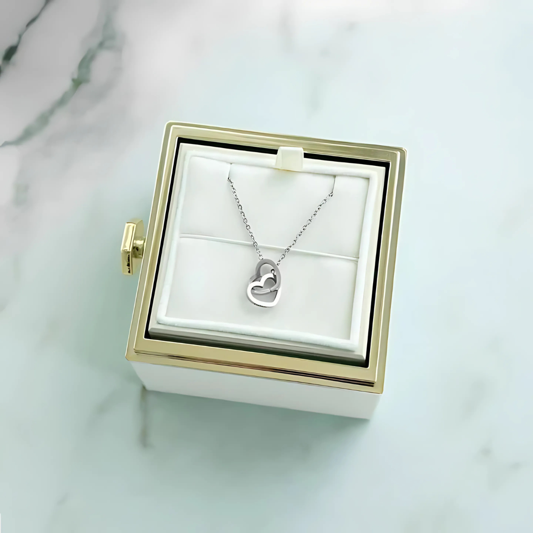 Eternal Rose & Personalized Heart Necklace