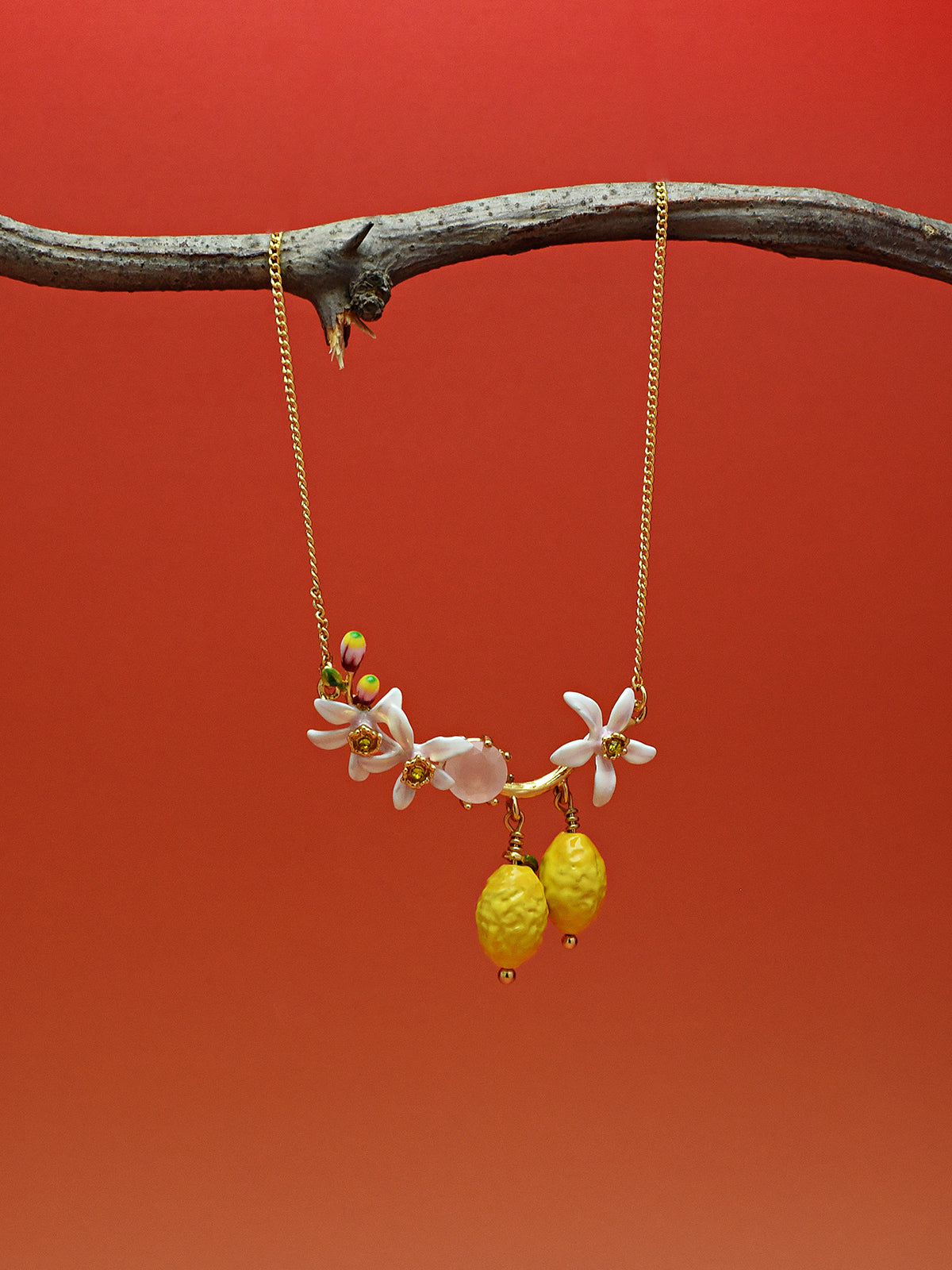 VALÉN — Floral & Lemon Charm Pendant Necklace