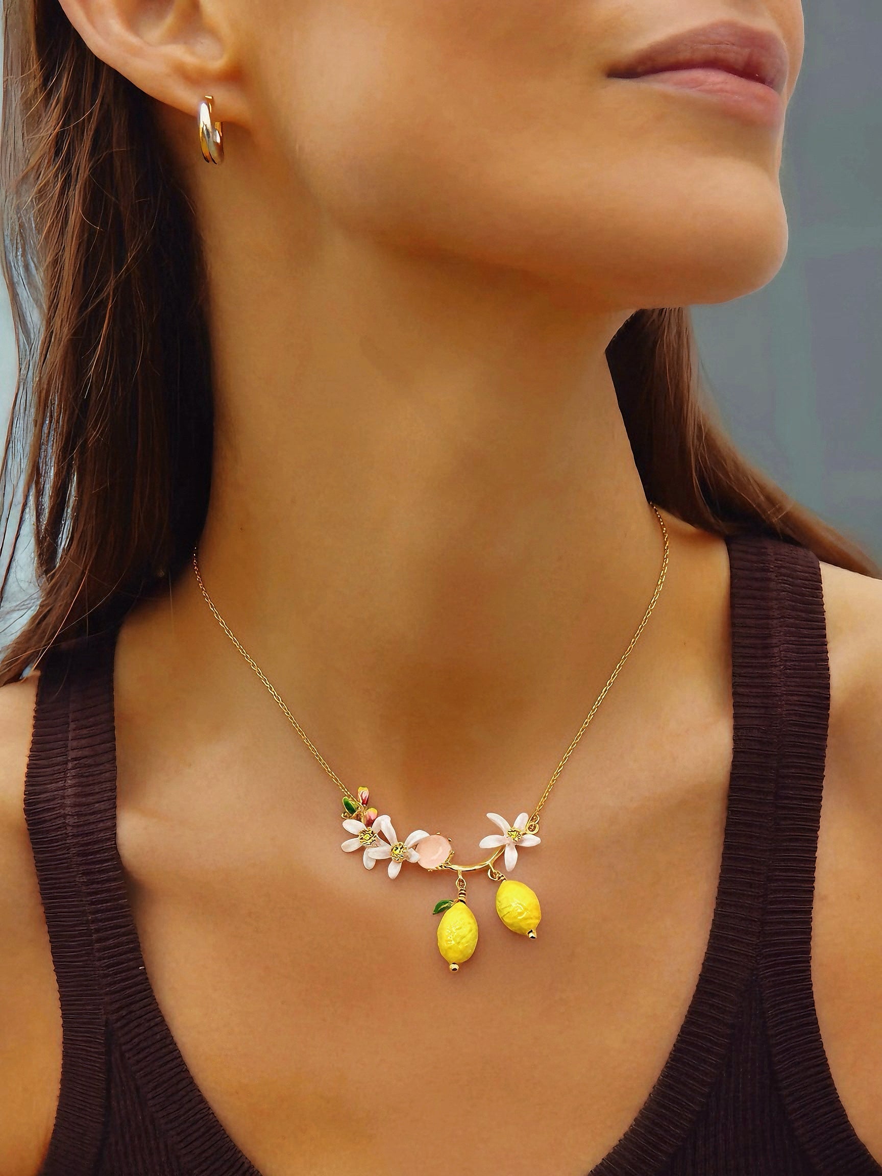 VALÉN — Floral & Lemon Charm Pendant Necklace