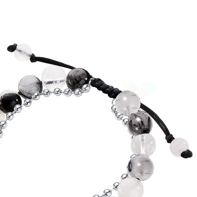 Mountain & Sea Touch Bracelets with Beaded Black Rutilated Quartz