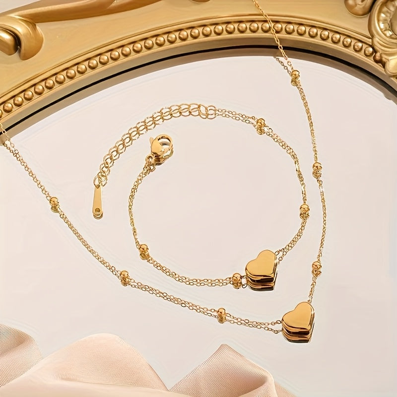 💖 Valén | Heart Necklace & Bracelet Set (2 pcs) 💖