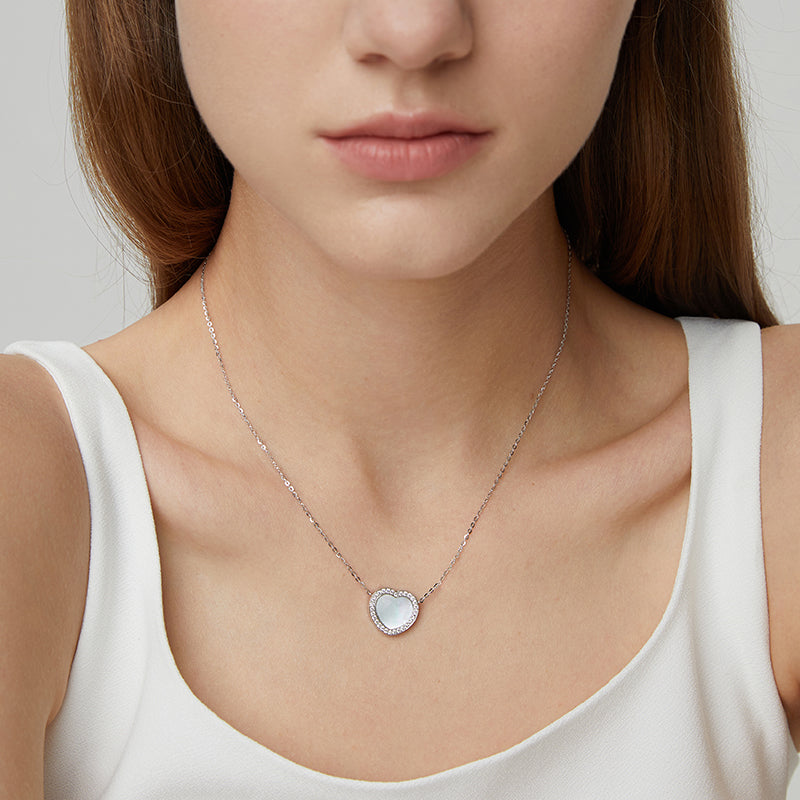 Totwoo Memory NFC Necklace(18K White Gold Plated Silver & Mother of Pearl)