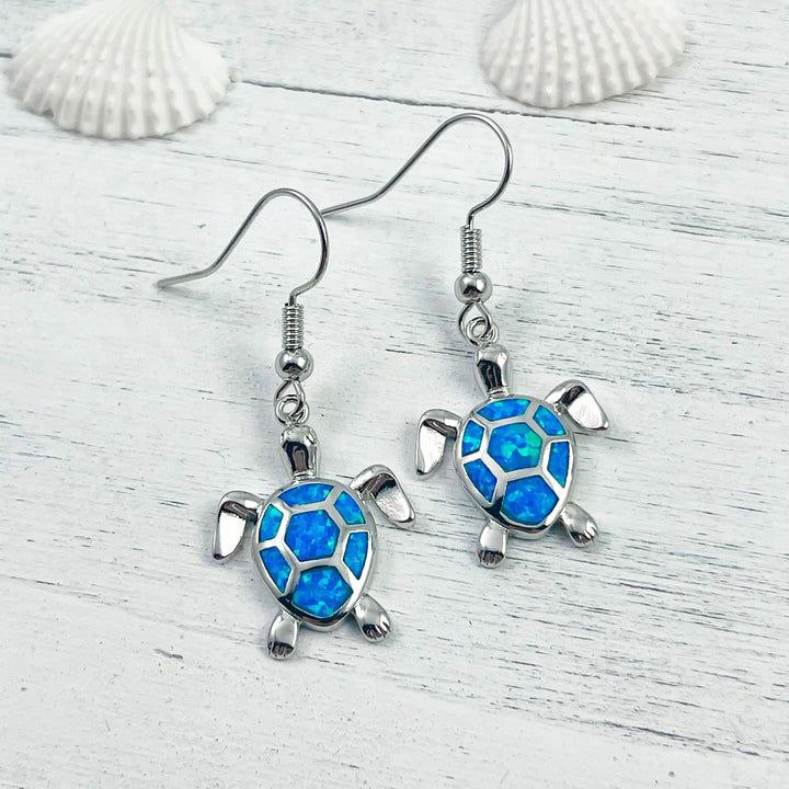Opal Turtle Earrings
