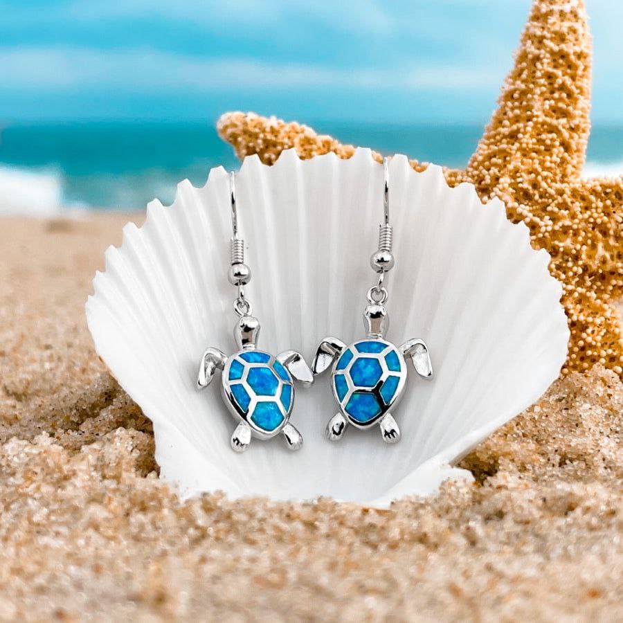 Opal Turtle Earrings