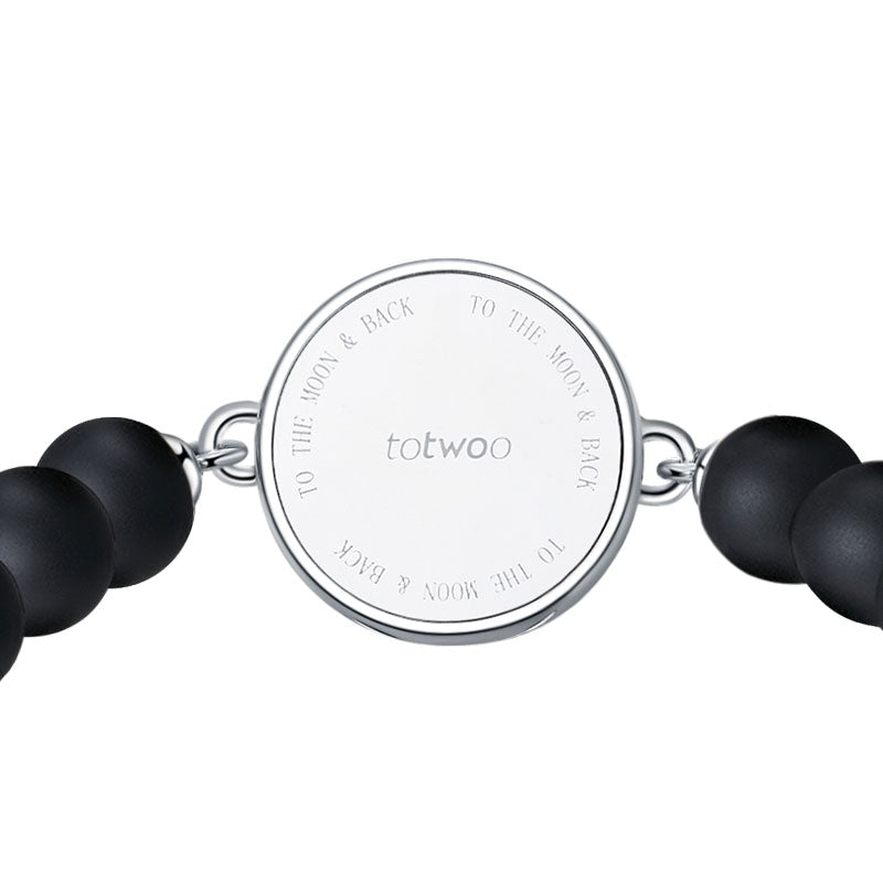 Lunar Glow Touch Bracelets with Rose Quartz and Black Onyx Beads