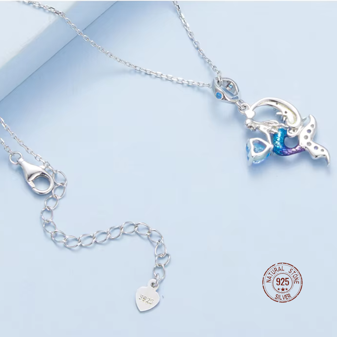 Blue Heart Mermaid Necklace