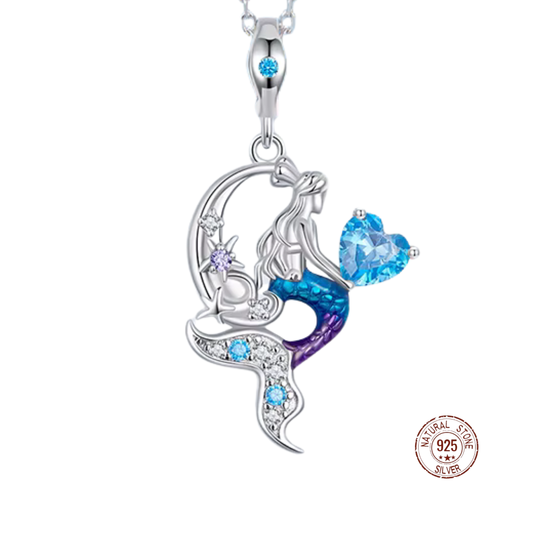 Blue Heart Mermaid Necklace
