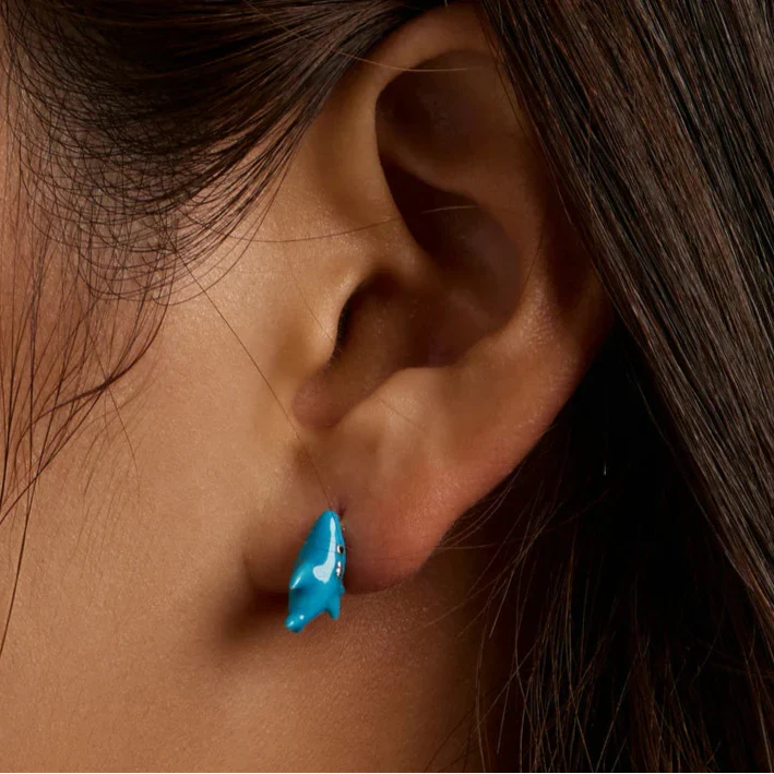 Blue Shark Stud Earrings