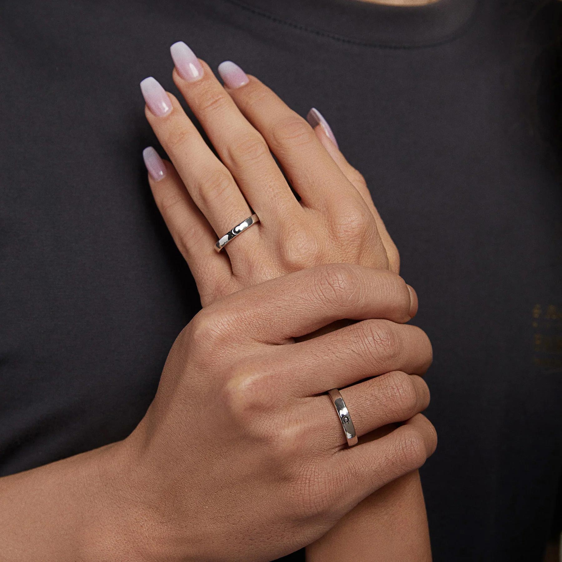 totwoo X Sun&Moon Adjustable Silver Couple Rings