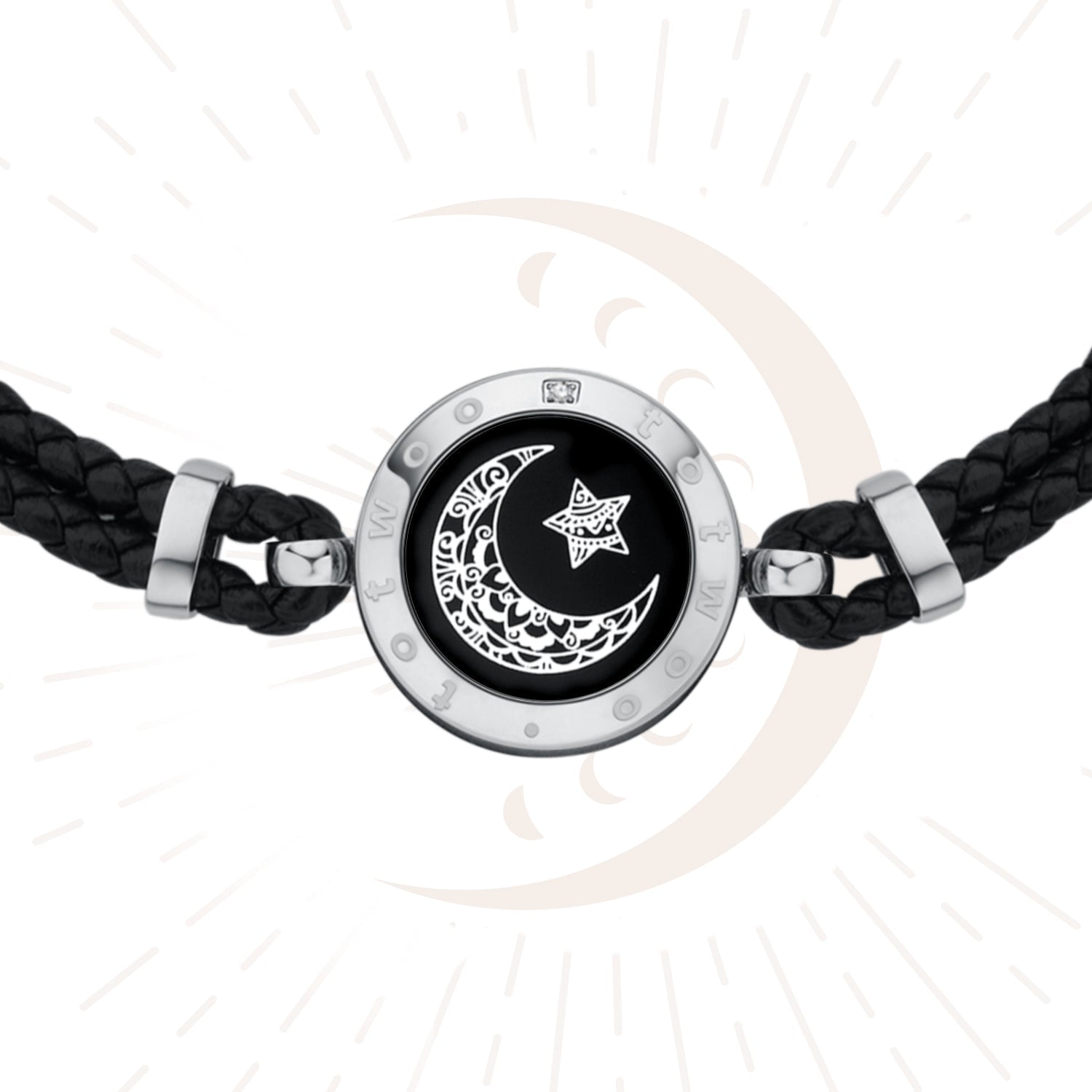 Moon Touch Bracelet with Leather Braided Cord