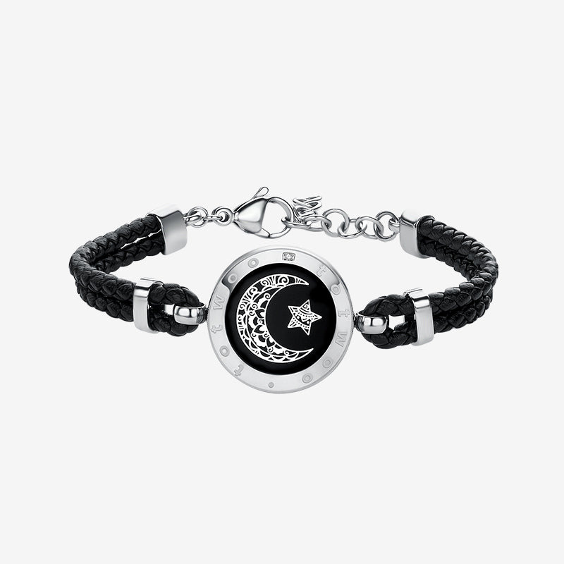 Moon Touch Bracelet with Leather Braided Cord