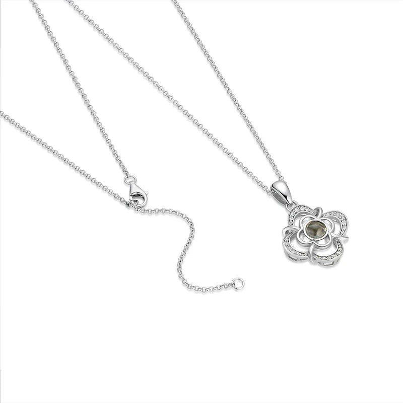 Personalized 925 Silver Flora Projection Photo Necklace