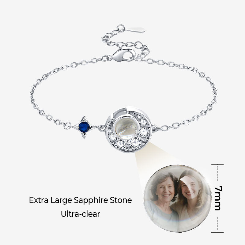 925 Silver Star & Moon Photo Bracelet with Enhanced Projection Stone
