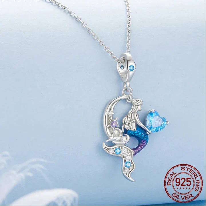 Blue Heart Mermaid Necklace