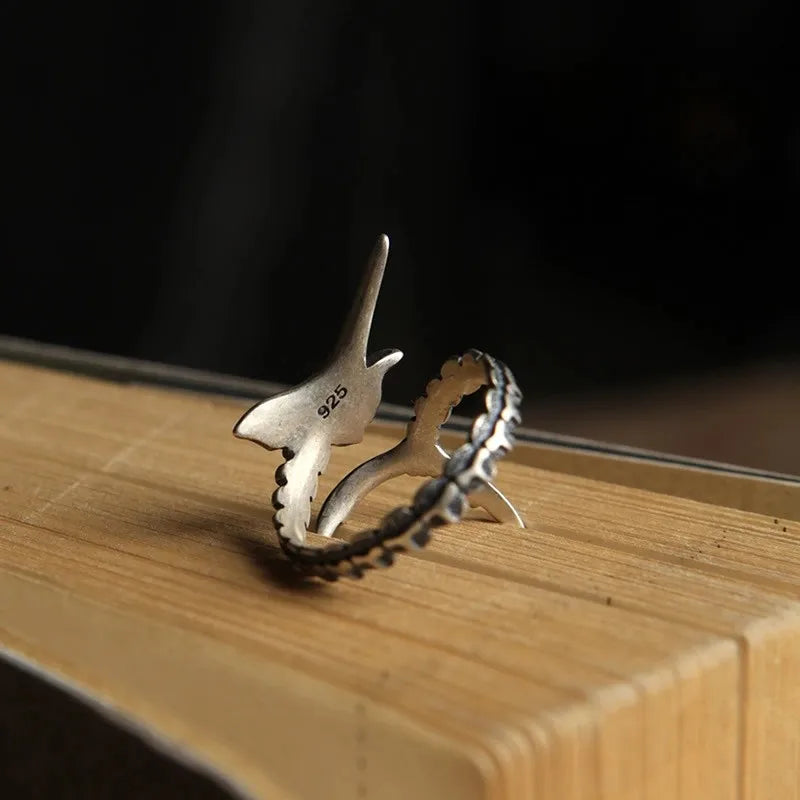 Swordfish Adjustable Silver Ring