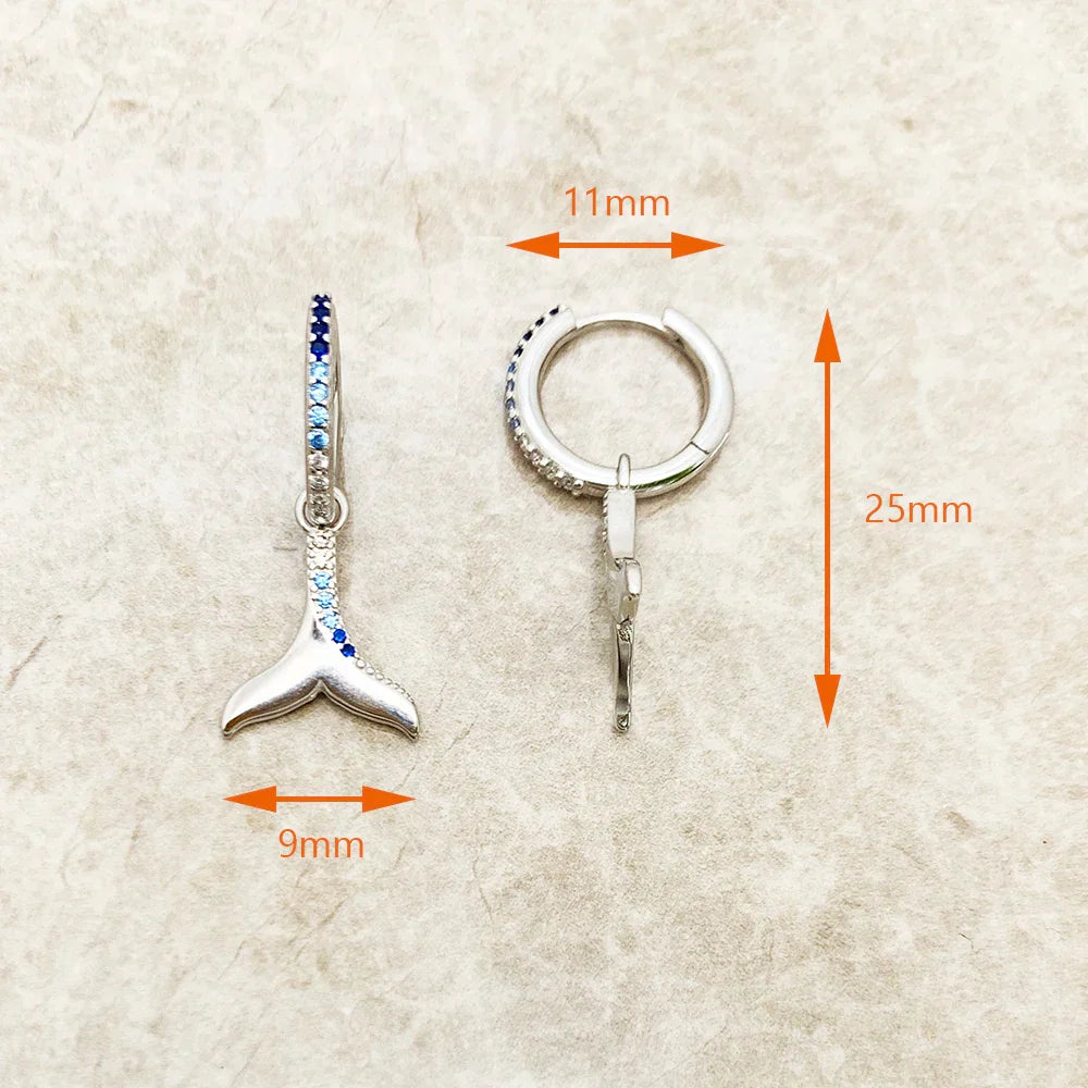 Blue Tail Hoop Earrings